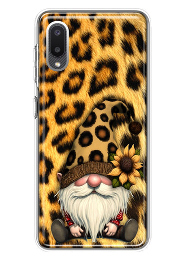 Samsung Galaxy A02 Gnome Sunflower Leopard Hybrid Protective Phone Case Cover