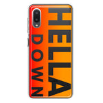 Samsung Galaxy A02 Orange Clear Funny Text Quote Hella Down Hybrid Protective Phone Case Cover