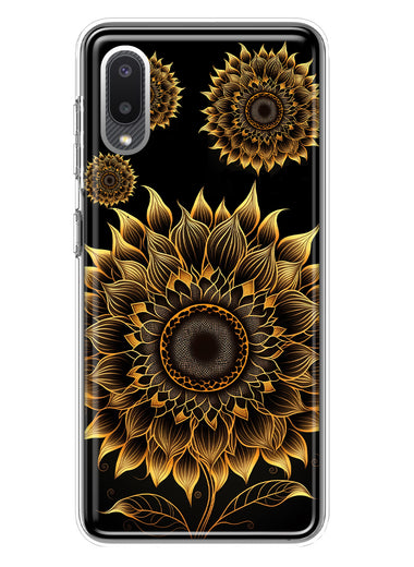Samsung Galaxy A02 Mandala Geometry Abstract Sunflowers Pattern Hybrid Protective Phone Case Cover