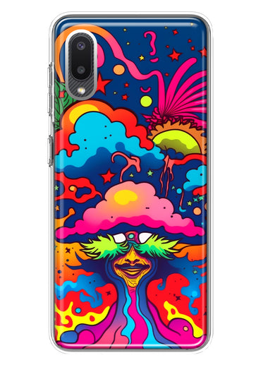 Samsung Galaxy A02 Neon Rainbow Psychedelic Trippy Hippie Bomb Star Dream Hybrid Protective Phone Case Cover