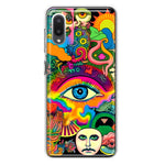 Samsung Galaxy A02 Neon Rainbow Psychedelic Trippy Hippie Multiple Eyes Hybrid Protective Phone Case Cover