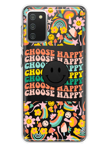 Samsung Galaxy A02S Choose Happy Smiley Face Retro Vintage Groovy 70s Style Hybrid Protective Phone Case Cover