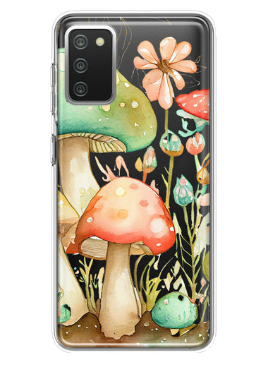 Samsung Galaxy A02S Fairytale Watercolor Mushrooms Pastel Spring Flowers Floral Hybrid Protective Phone Case Cover