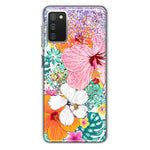 Samsung Galaxy A02S Hawaiian Vibes Hibiscus Flowers Monstera Vacation Summer Hybrid Protective Phone Case Cover