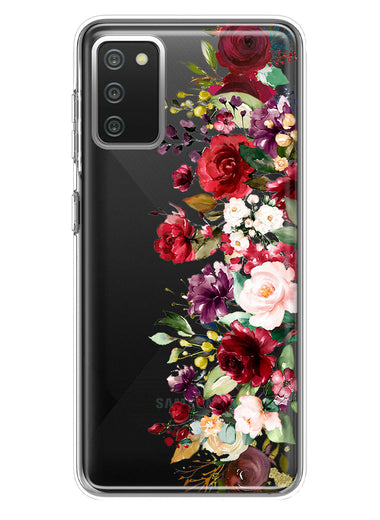 Samsung Galaxy A02S Red Summer Watercolor Floral Bouquets Ruby Flowers Hybrid Protective Phone Case Cover