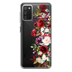Samsung Galaxy A02S Red Summer Watercolor Floral Bouquets Ruby Flowers Hybrid Protective Phone Case Cover