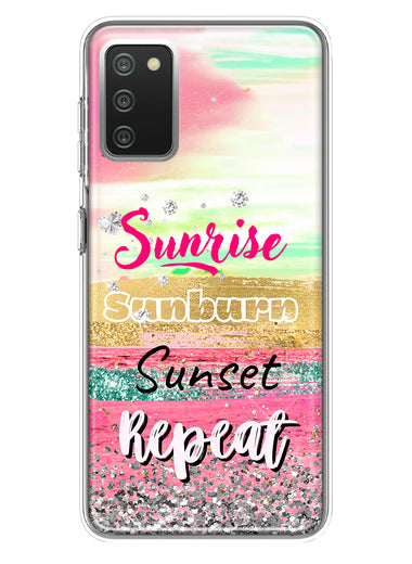 Samsung Galaxy A02S Summer Brush Strokes Sunrise Sunburn Sunset Repeat Hybrid Protective Phone Case Cover