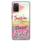 Samsung Galaxy A02S Summer Brush Strokes Sunrise Sunburn Sunset Repeat Hybrid Protective Phone Case Cover