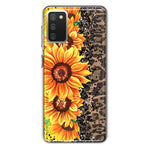 Samsung Galaxy A02S Yellow Summer Sunflowers Brown Leopard Honeycomb Hybrid Protective Phone Case Cover