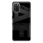 Samsung Galaxy A02S Black Clear Funny Text Quote Adulting AF Hybrid Protective Phone Case Cover