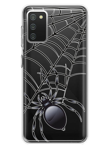 Samsung Galaxy A02S Creepy Black Spider Web Halloween Horror Spooky Hybrid Protective Phone Case Cover