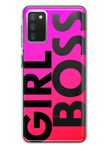 Samsung Galaxy A02S Pink Clear Funny Text Quote Girl Boss Hybrid Protective Phone Case Cover