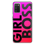 Samsung Galaxy A02S Pink Clear Funny Text Quote Girl Boss Hybrid Protective Phone Case Cover
