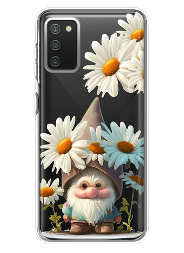 Samsung Galaxy A02S Cute Gnome White Daisy Flowers Floral Hybrid Protective Phone Case Cover