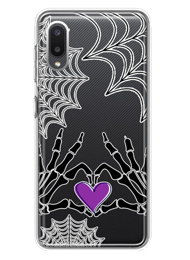 Samsung Galaxy A02 Halloween Skeleton Heart Hands Spooky Spider Web Hybrid Protective Phone Case Cover