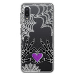 Samsung Galaxy A02 Halloween Skeleton Heart Hands Spooky Spider Web Hybrid Protective Phone Case Cover
