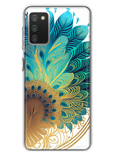 Samsung Galaxy A02S Mandala Geometry Abstract Peacock Feather Pattern Hybrid Protective Phone Case Cover