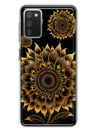 Samsung Galaxy A02S Mandala Geometry Abstract Sunflowers Pattern Hybrid Protective Phone Case Cover