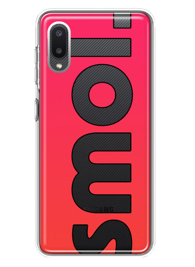 Samsung Galaxy A02 Red Pink Clear Funny Text Quote Smol Hybrid Protective Phone Case Cover