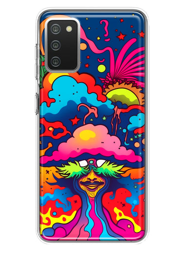 Samsung Galaxy A02S Neon Rainbow Psychedelic Trippy Hippie Bomb Star Dream Hybrid Protective Phone Case Cover