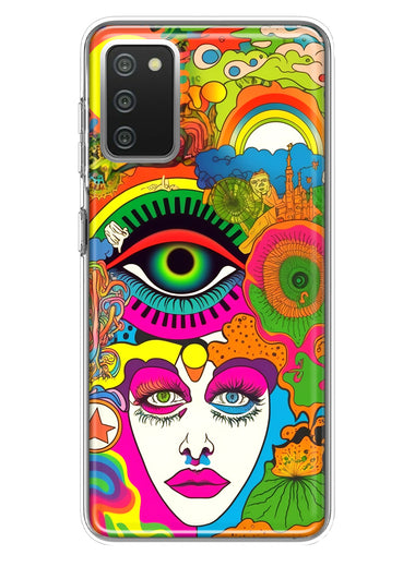 Samsung Galaxy A02S Neon Rainbow Psychedelic Trippy Hippie DaydreamHybrid Protective Phone Case Cover