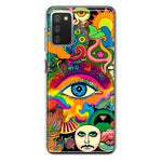 Samsung Galaxy A02S Neon Rainbow Psychedelic Trippy Hippie Multiple Eyes Hybrid Protective Phone Case Cover