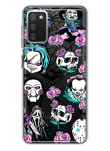 Samsung Galaxy A02S Roses Halloween Spooky Horror Characters Spider Web Hybrid Protective Phone Case Cover