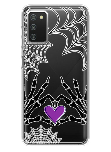 Samsung Galaxy A02S Halloween Skeleton Heart Hands Spooky Spider Web Hybrid Protective Phone Case Cover
