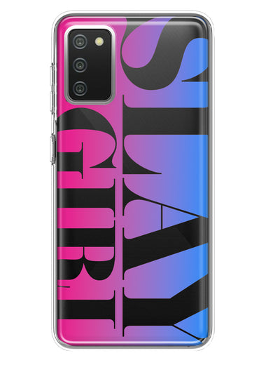 Samsung Galaxy A02S Pink Blue Clear Funny Text Quote Slay Girl Hybrid Protective Phone Case Cover