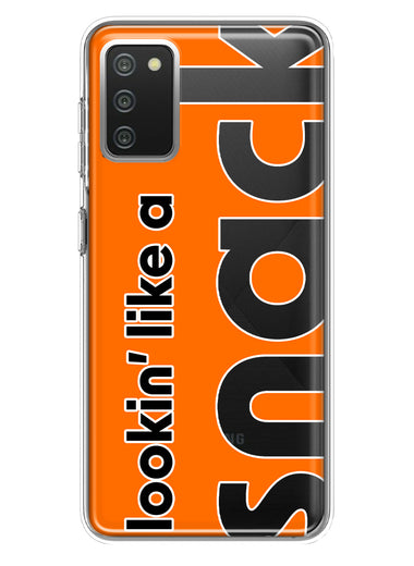 Samsung Galaxy A02S Orange Clear Funny Text Quote Snack Hybrid Protective Phone Case Cover