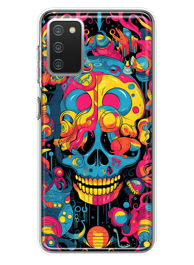 Samsung Galaxy A02S Psychedelic Trippy Death Skull Pop Art Hybrid Protective Phone Case Cover