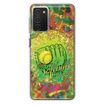 Samsung Galaxy A03S Love Softball Girls Glove Green Tie Dye Swirl Paint Hybrid Protective Phone Case Cover