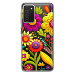 Samsung Galaxy A03S Colorful Yellow Pink Folk Style Floral Vibrant Spring Flowers Hybrid Protective Phone Case Cover