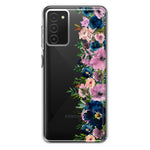 Samsung Galaxy A03S Navy Blue Summer Watercolor Floral Classic Purple Flowers Hybrid Protective Phone Case Cover