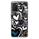Samsung Galaxy A03S Black White Hearts Love Graffiti Hybrid Protective Phone Case Cover