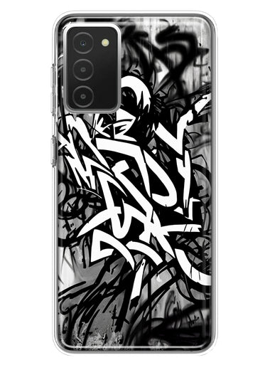 Samsung Galaxy A03S Black White Urban Graffiti Hybrid Protective Phone Case Cover