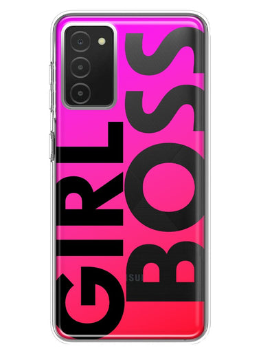 Samsung Galaxy A03S Pink Clear Funny Text Quote Girl Boss Hybrid Protective Phone Case Cover