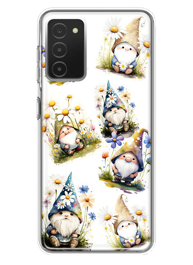 Samsung Galaxy A03S Cute White Blue Daisies Gnomes Hybrid Protective Phone Case Cover