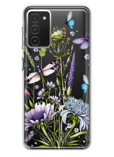 Samsung Galaxy A03S Lavender Dragonfly Butterflies Spring Flowers Hybrid Protective Phone Case Cover