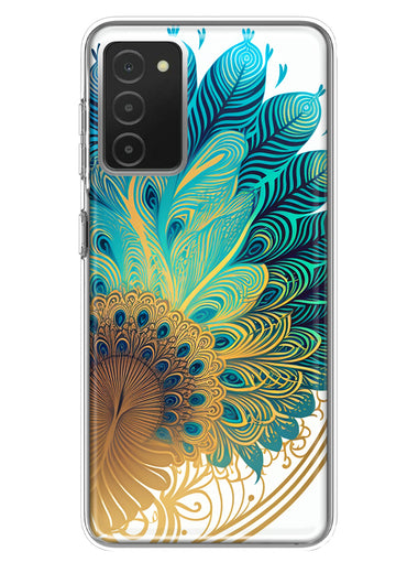 Samsung Galaxy A03S Mandala Geometry Abstract Peacock Feather Pattern Hybrid Protective Phone Case Cover