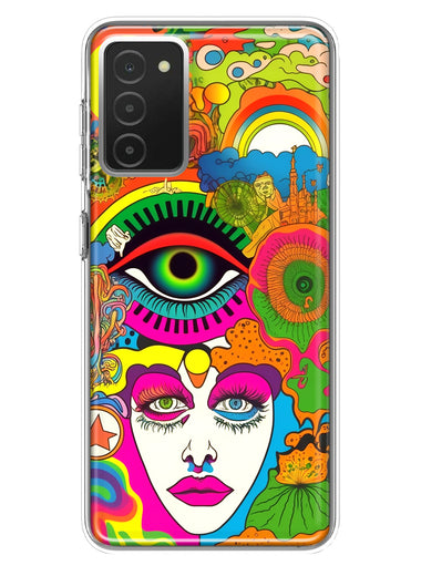 Samsung Galaxy A03S Neon Rainbow Psychedelic Trippy Hippie DaydreamHybrid Protective Phone Case Cover