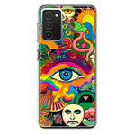 Samsung Galaxy A03S Neon Rainbow Psychedelic Trippy Hippie Multiple Eyes Hybrid Protective Phone Case Cover