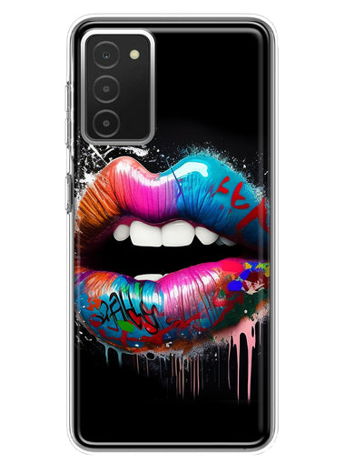 Samsung Galaxy A03S Colorful Lip Graffiti Painting Art Hybrid Protective Phone Case Cover