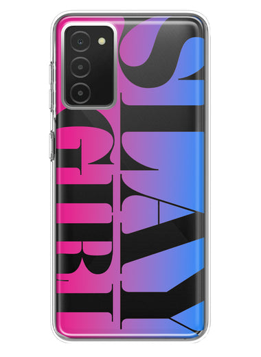 Samsung Galaxy A03S Pink Blue Clear Funny Text Quote Slay Girl Hybrid Protective Phone Case Cover