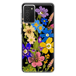 Samsung Galaxy A03S Blue Yellow Vintage Spring Wild Flowers Floral Hybrid Protective Phone Case Cover
