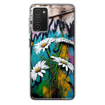 Samsung Galaxy A03S White Daisies Graffiti Wall Art Painting Hybrid Protective Phone Case Cover