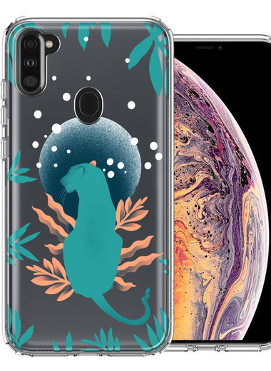 Samsung Galaxy A11 Moon Green Jaguar Design Double Layer Phone Case Cover