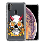 Samsung Galaxy A11 Flamming Devil Skull Design Double Layer Phone Case Cover