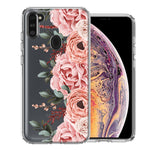 For Samsung Galaxy A11 Blush Pink Peach Spring Flowers Peony Rose Phone Case Cover