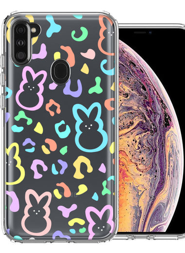 Samsung Galaxy A11 Leopard Easter Bunny Candy Colorful Rainbow Double Layer Phone Case Cover